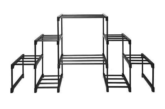 Keeva 8 Step Long Plant Stand (Black) For Balcony, Living Room, Flower Pot Gamla Stand Indoor/Outdoor, Planter Stand For Decor