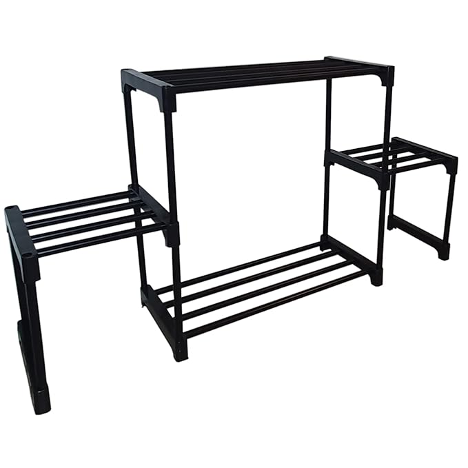 Keeva 4 Step Long Metal Plant Stand For Balcony, Living Room, Flower Pot Gamla Stand Indoor/Outdoor, Planter Stand For Decor