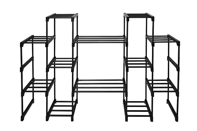 Keeva 12 Step Long Plant Stand (Black) For Balcony, Living Room, Flower Pot Gamla Stand Indoor/Outdoor, Planter Stand For Decor