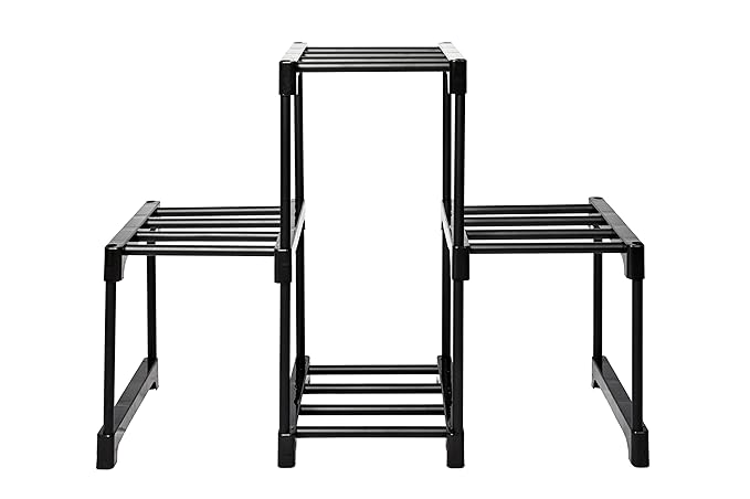 Keeva 4 Step Metal Plant Stand for Balcony Living Room Indoor Outdoor Plant Stand Foldable Display Rack Storage Rack for Patio Garden Yard