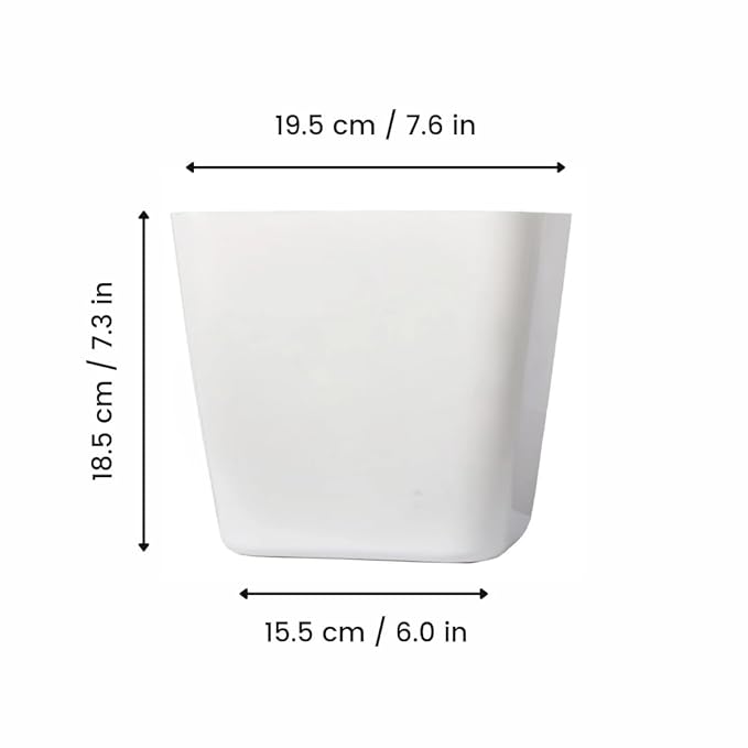 Keeva UV Treated Square Plastic Pot - 19.5 CM, Pack of 6 with Multicolor Pebbles 1 Kg (White)