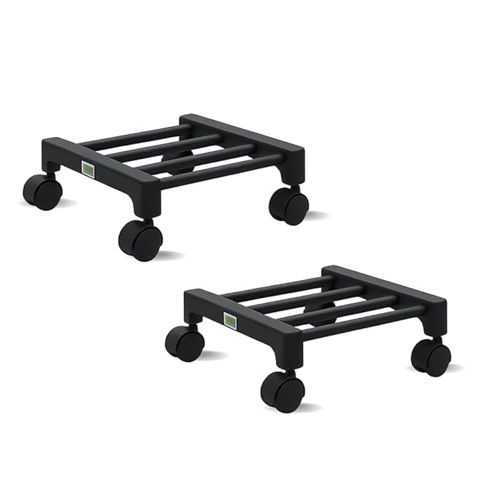 Keeva Plant Stand with Wheels, Planter Stand with Wheels for Flower Pots and Plant Pots (Square-Pack of 2)