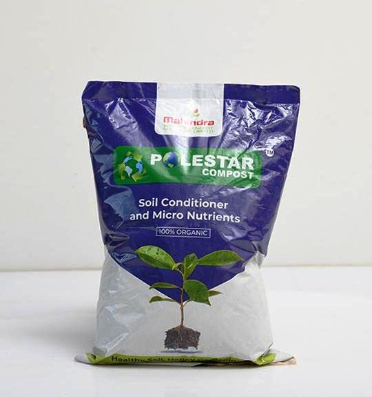 Keeva Plastic Pot - 15 CM, Pack of 6 with Polestar Organic Compost 1 Kg (White)
