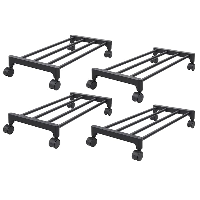 Keeva Plant Stand with Wheels, Planter Stand with Wheels for Flower Pots and Plant Pots (Rectangular-Pack of 4)