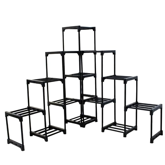 Keeva 13 Step Corner Metal Plant Stand (Black) For Balcony, Living Room, Flower Pot Gamla Stand Indoor/Outdoor, Planter Stand For Decor