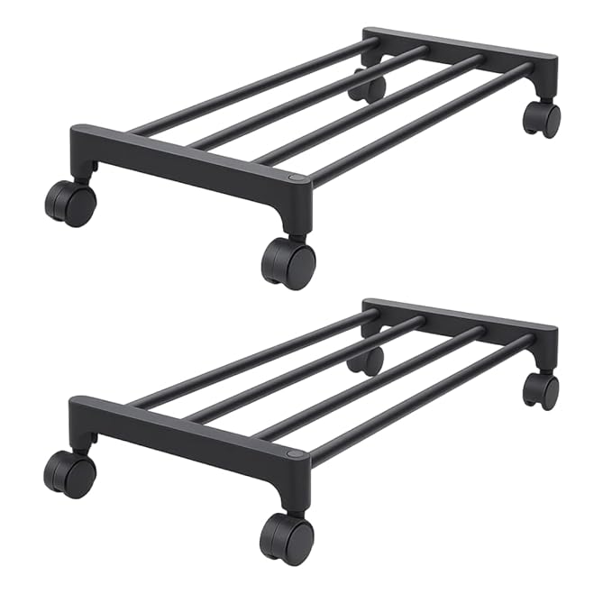 Keeva Plant Stand with Wheels, Planter Stand with Wheels for Flower Pots and Plant Pots (Rectangular-Pack of 2)