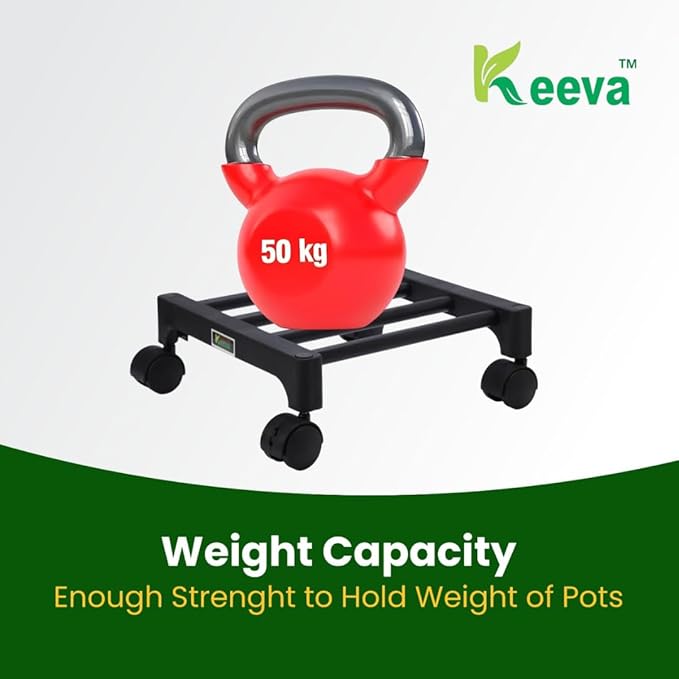 Keeva Plant Stand with Wheels, Planter Stand with Wheels for Flower Pots and Plant Pots (Square-Pack of 2)