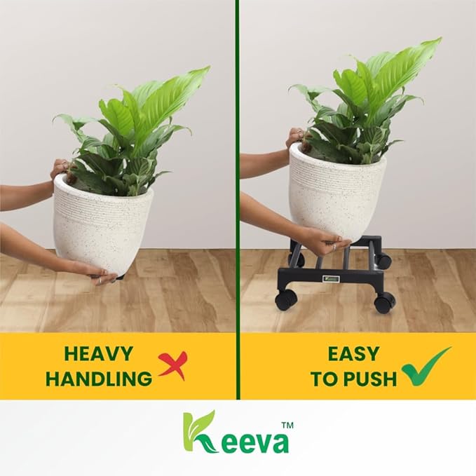 pot plant stand on wheels Keeva Plant Stand with Wheels, Planter Stand with Wheels for Flower Pots and Plant Pots (Square-Pack of 4)